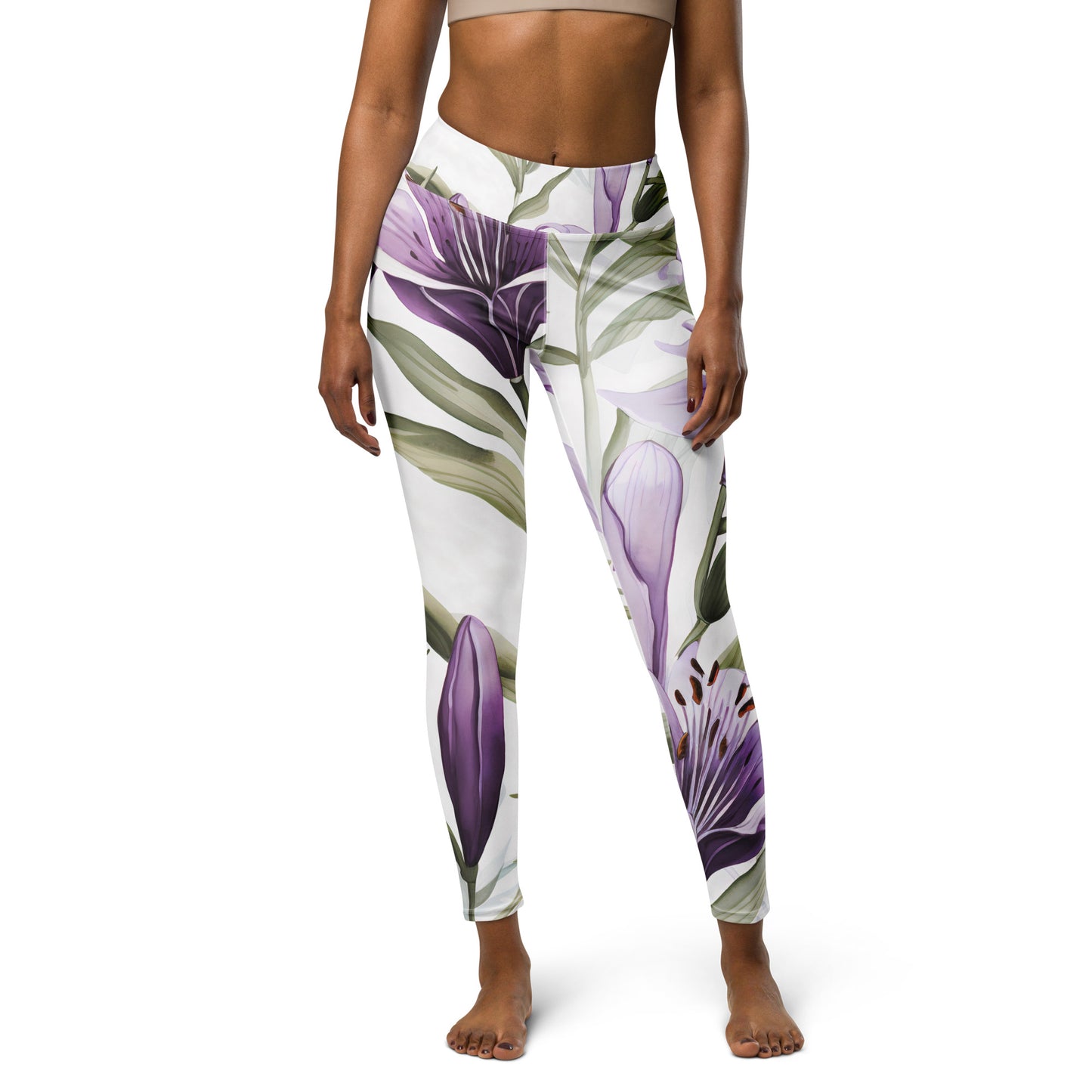 Women's Yoga Leggings Vanilla Lily Print | Comfortable, Stylish Activewear