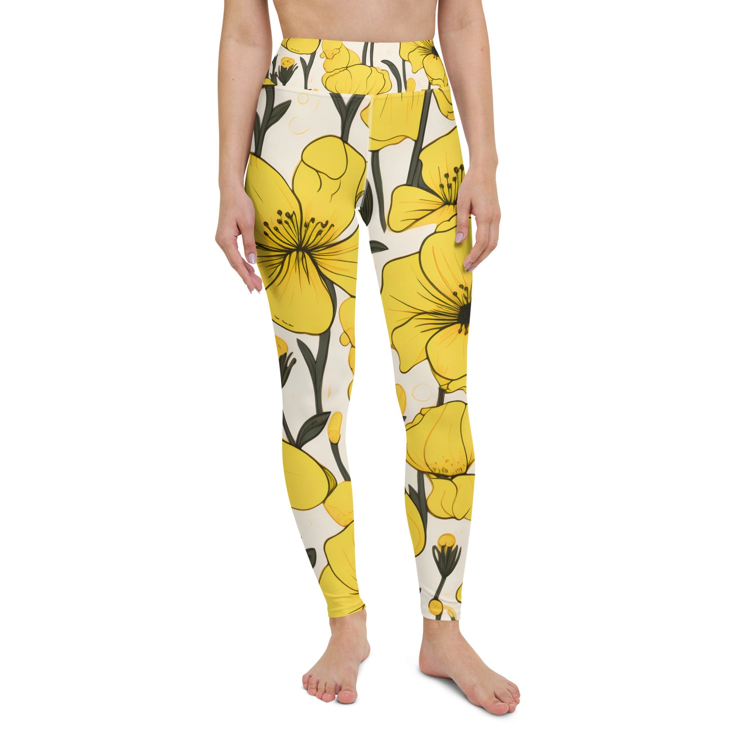 Women's Yoga Leggings Yellow Bells Print | Vibrant, Comfortable Activewear