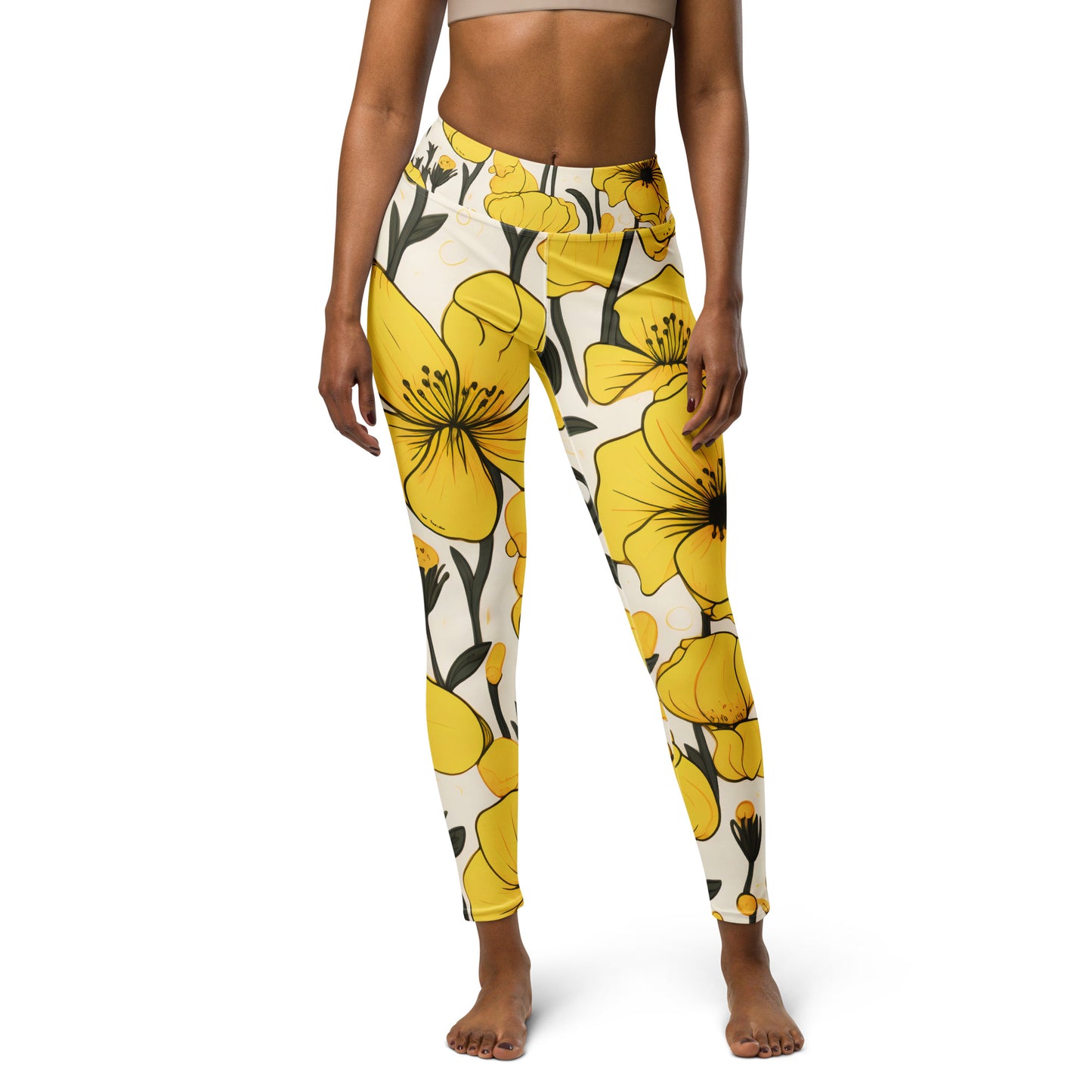 Women's Yoga Leggings Yellow Bells Print | Vibrant, Comfortable Activewear