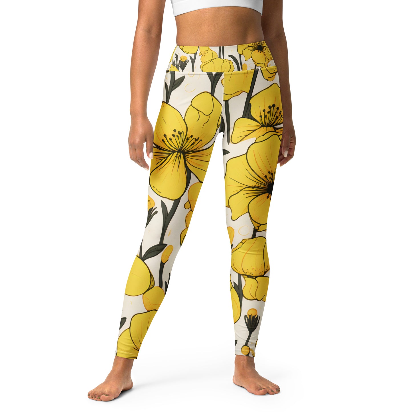 Women's Yoga Leggings Yellow Bells Print | Vibrant, Comfortable Activewear