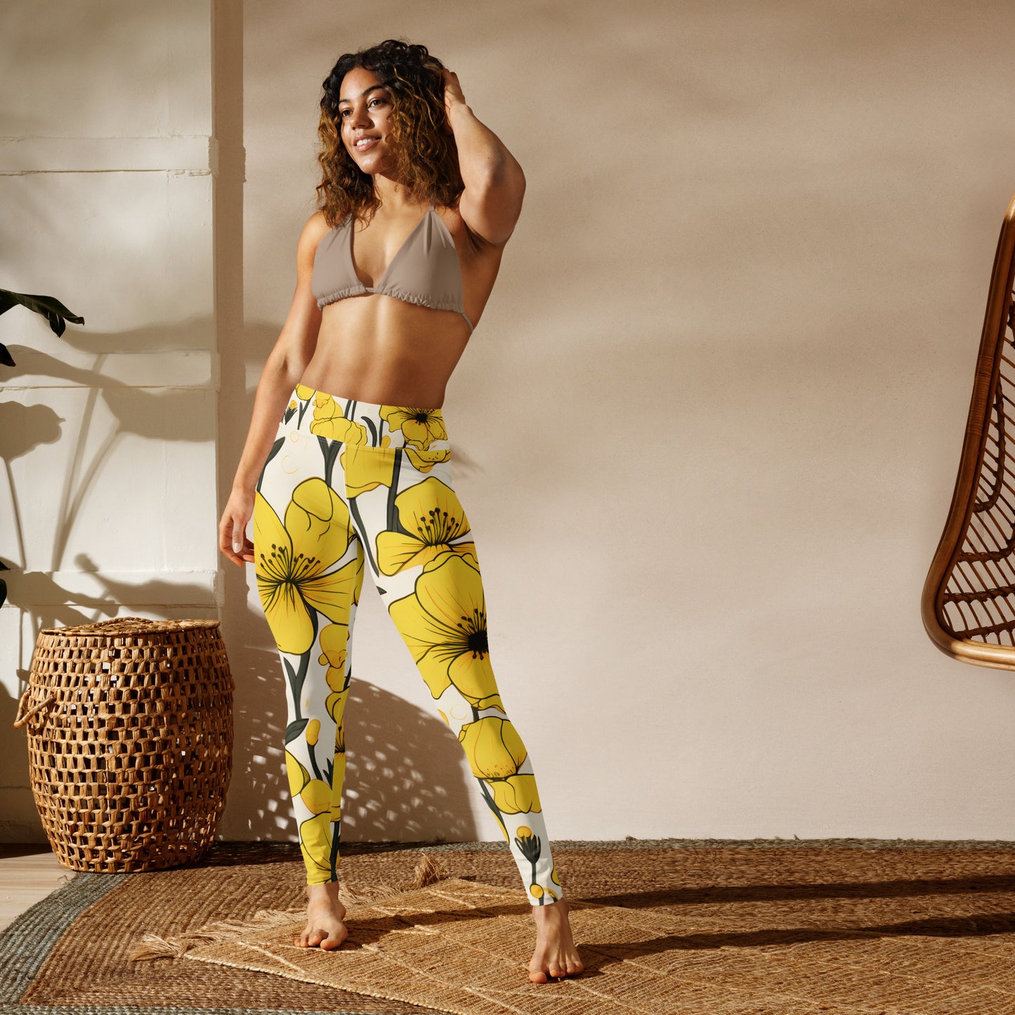 Women's Yoga Leggings Yellow Bells Print | Vibrant, Comfortable Activewear