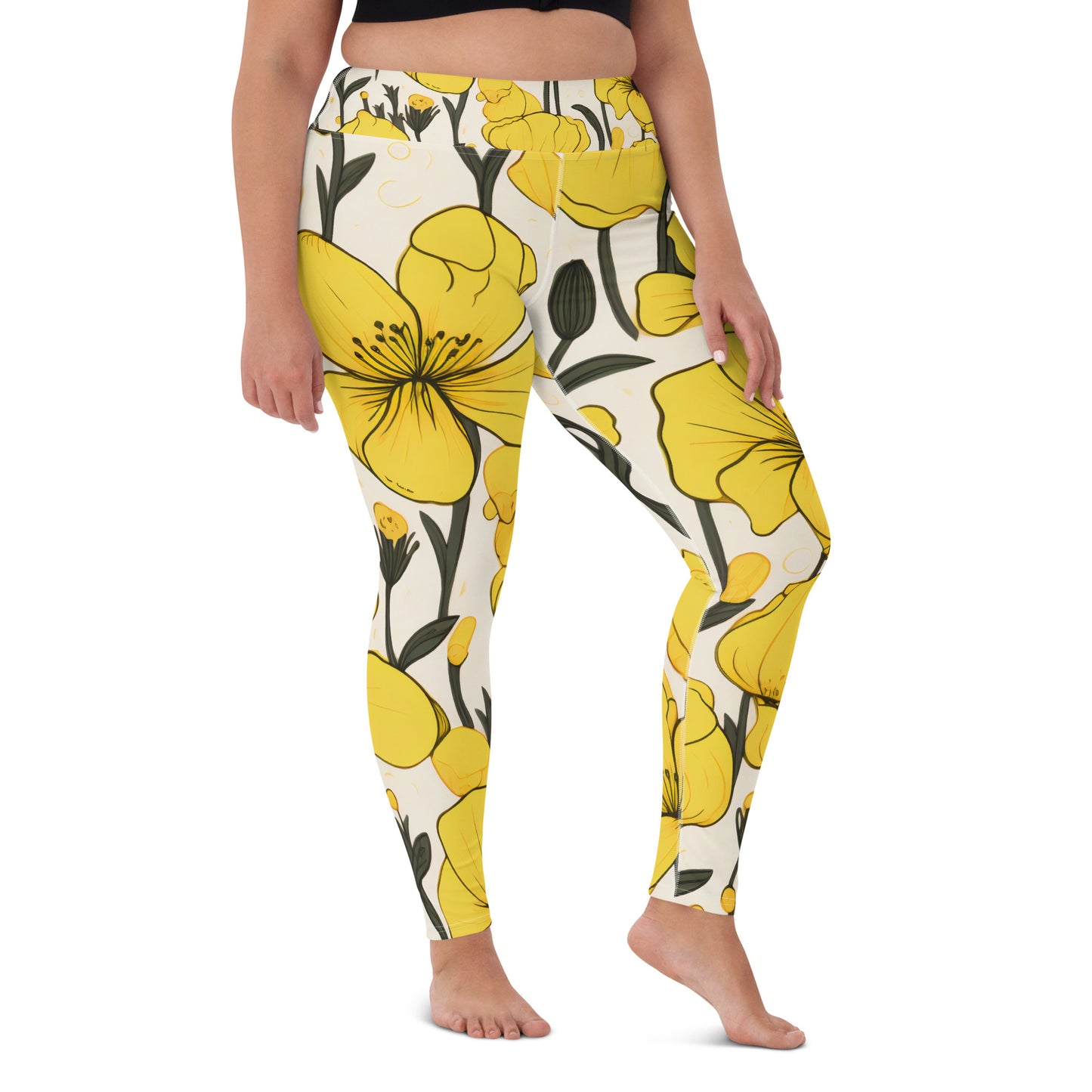 Women's Yoga Leggings Yellow Bells Print | Vibrant, Comfortable Activewear