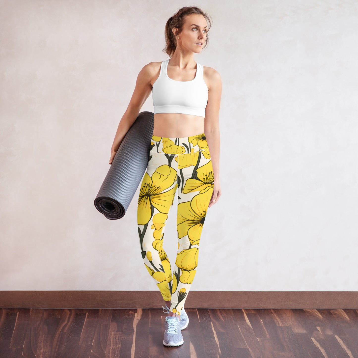 Women's Yoga Leggings Yellow Bells Print | Vibrant, Comfortable Activewear