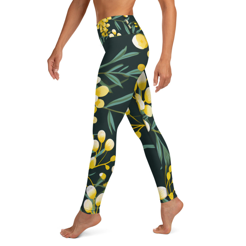 Women's Yoga Leggings Green and Gold - Stylish and Comfortable for Every Pose