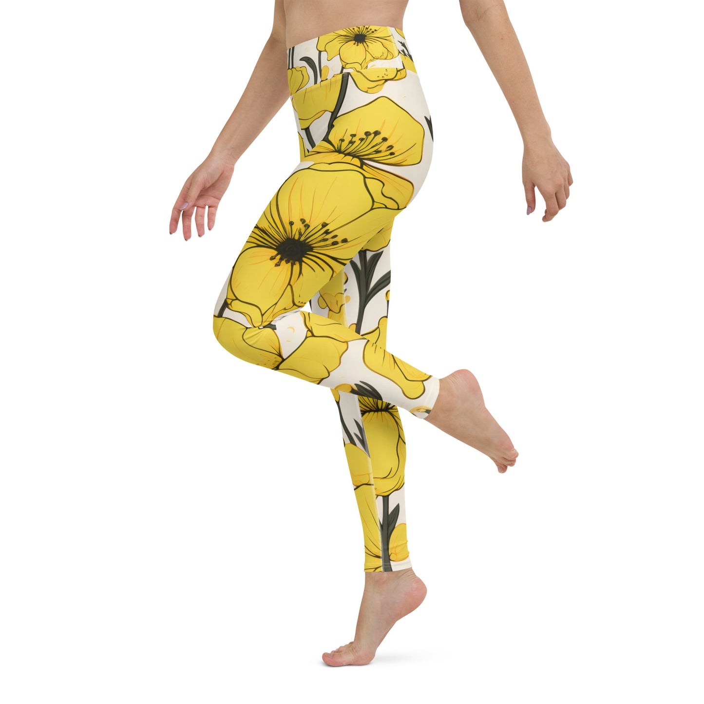 Women's Yoga Leggings Yellow Bells Print | Vibrant, Comfortable Activewear