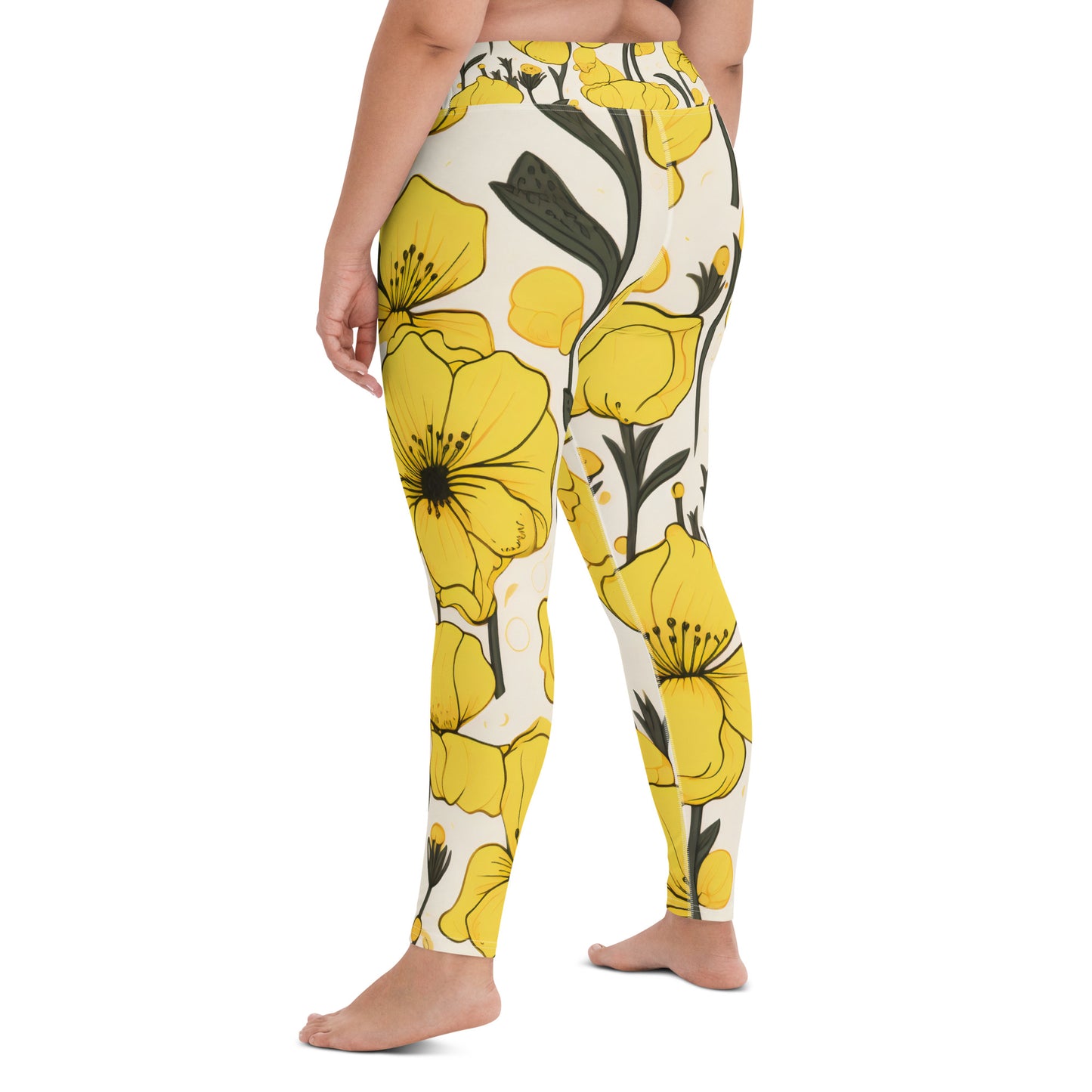 Women's Yoga Leggings Yellow Bells Print | Vibrant, Comfortable Activewear