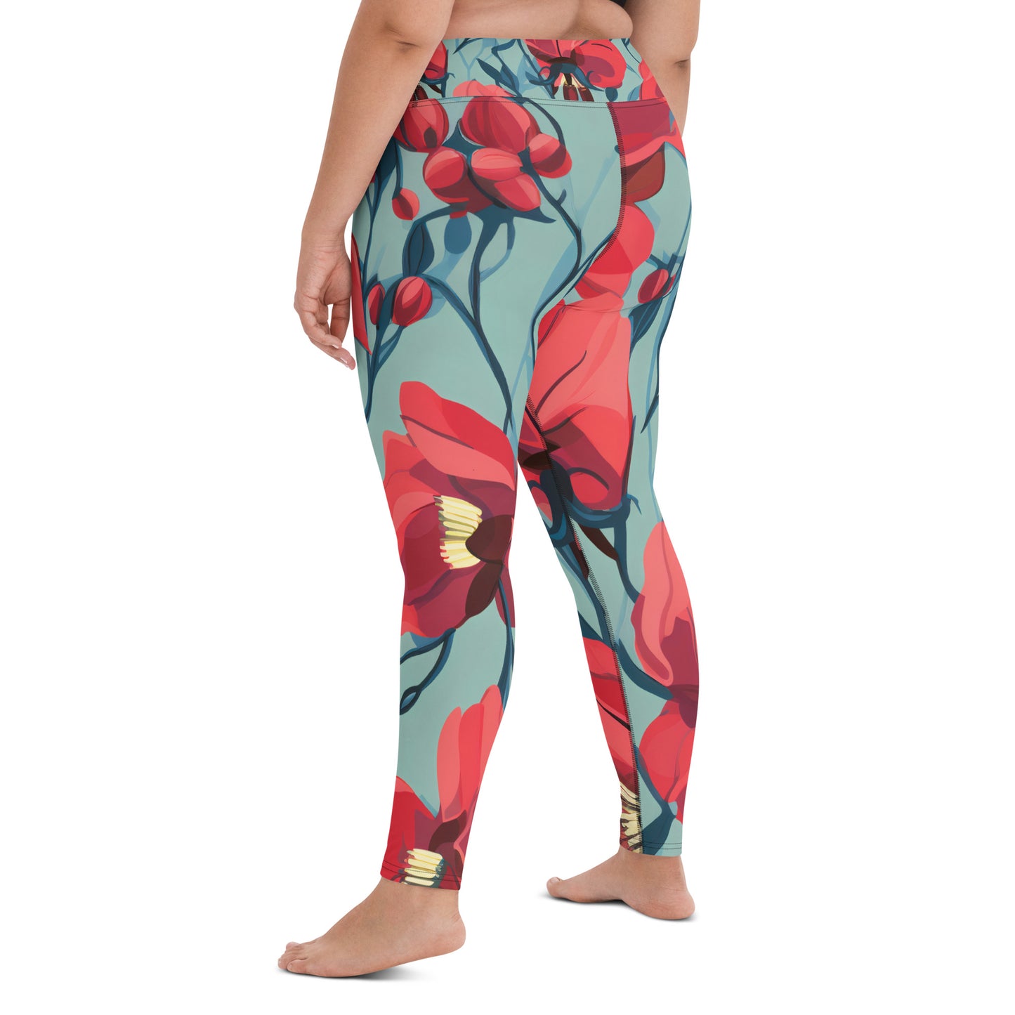 Women's Yoga Leggings Floral Sturt's Desert Pea Print | Stylish, Comfortable Activewear