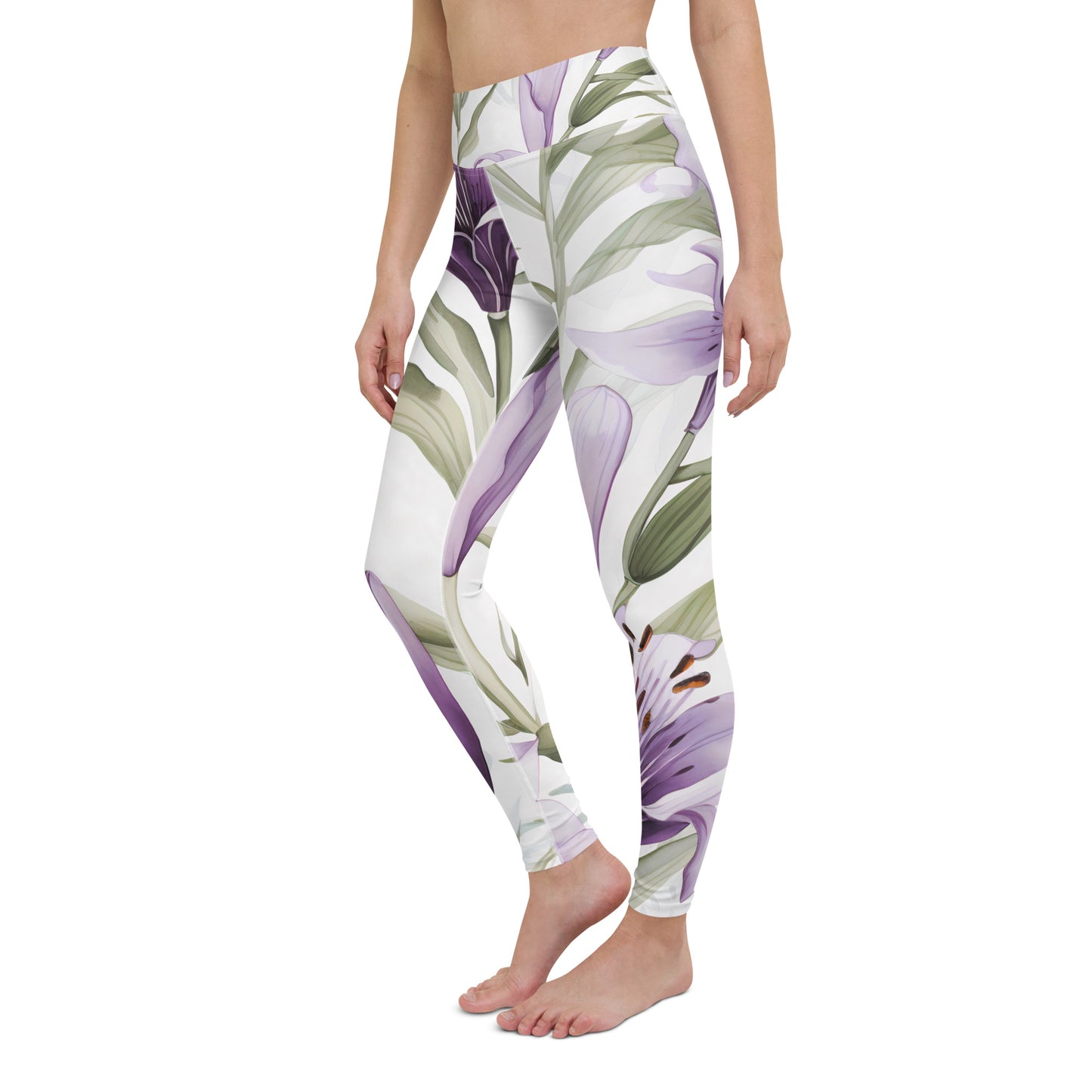 Women's Yoga Leggings Vanilla Lily Print | Comfortable, Stylish Activewear