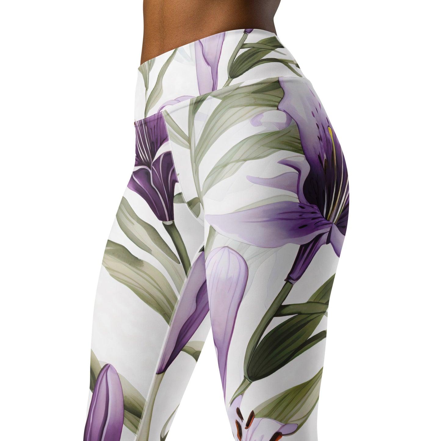 Women's Yoga Leggings Vanilla Lily Print | Comfortable, Stylish Activewear