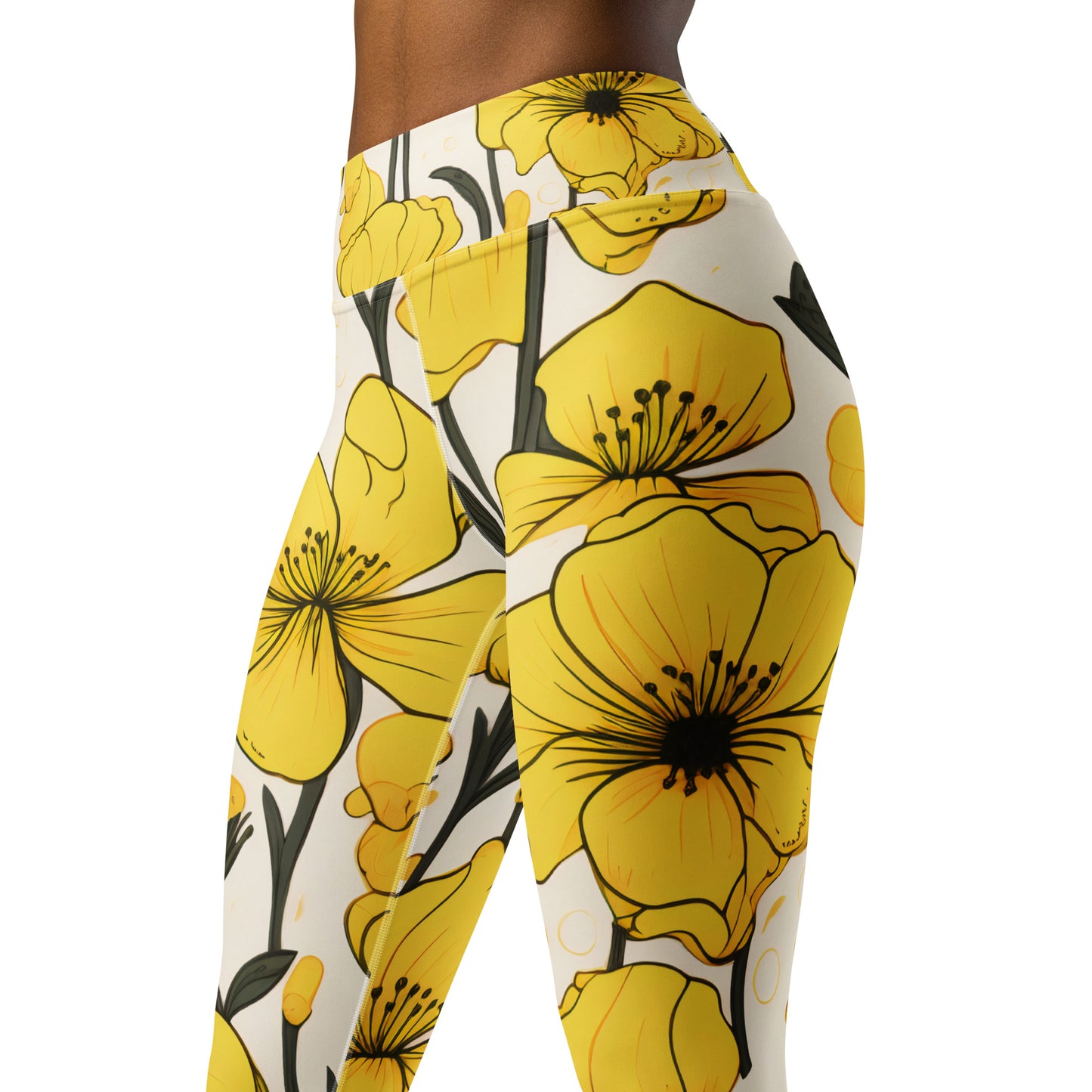 Women's Yoga Leggings Yellow Bells Print | Vibrant, Comfortable Activewear