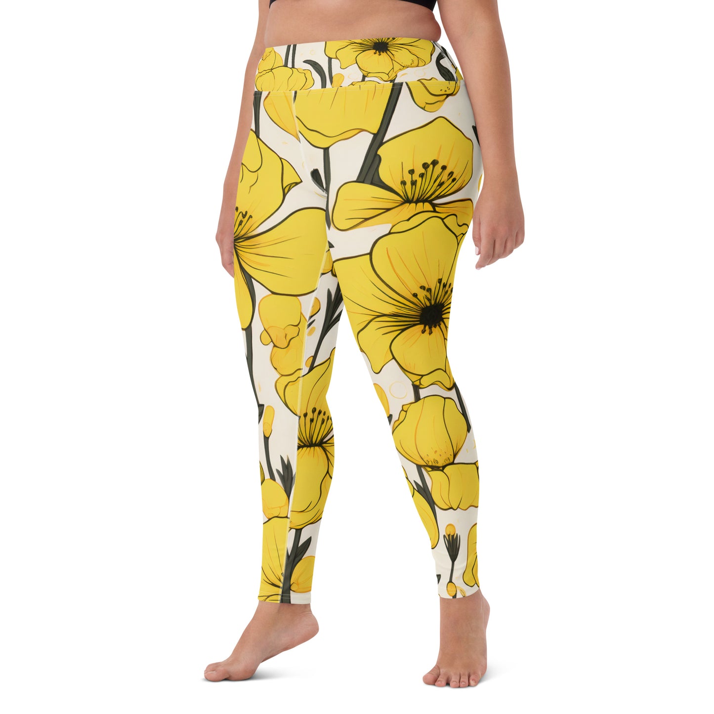 Women's Yoga Leggings Yellow Bells Print | Vibrant, Comfortable Activewear