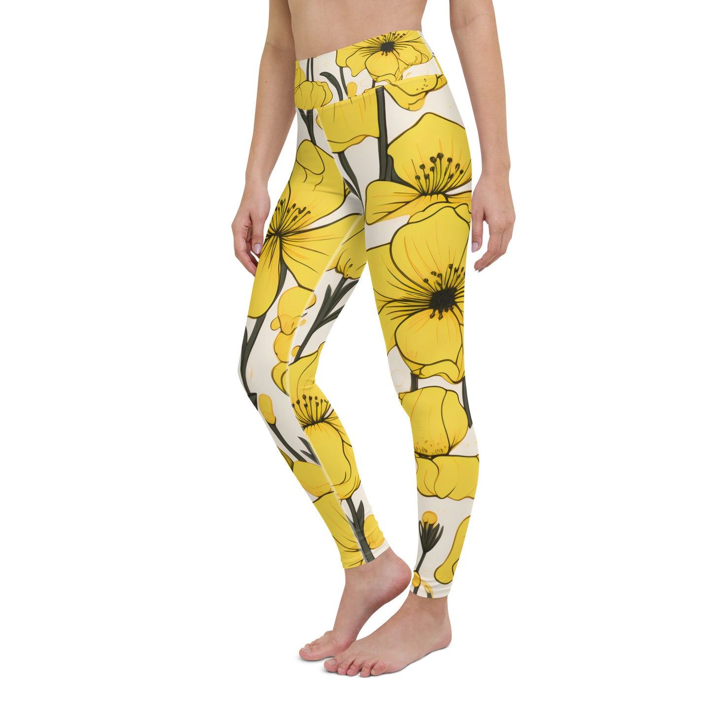 Women's Yoga Leggings Yellow Bells Print | Vibrant, Comfortable Activewear