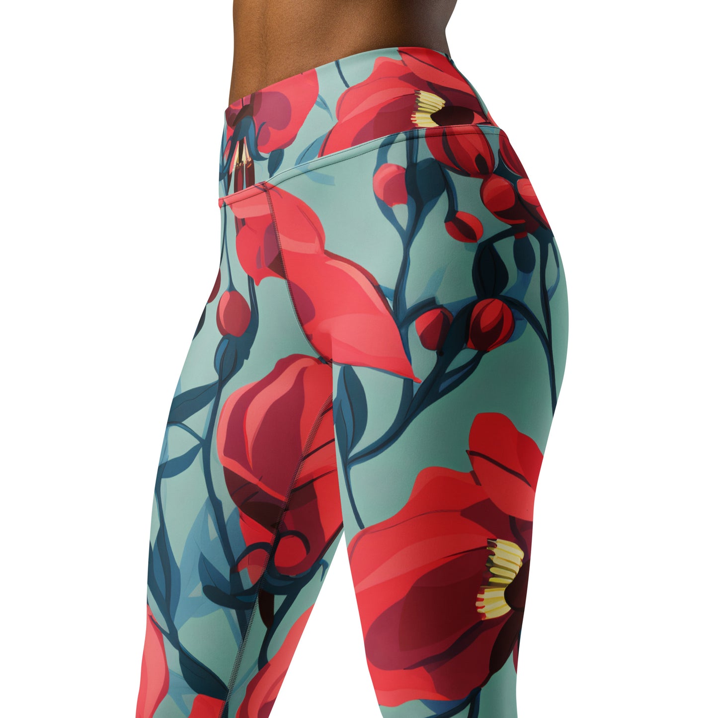 Women's Yoga Leggings Floral Sturt's Desert Pea Print | Stylish, Comfortable Activewear