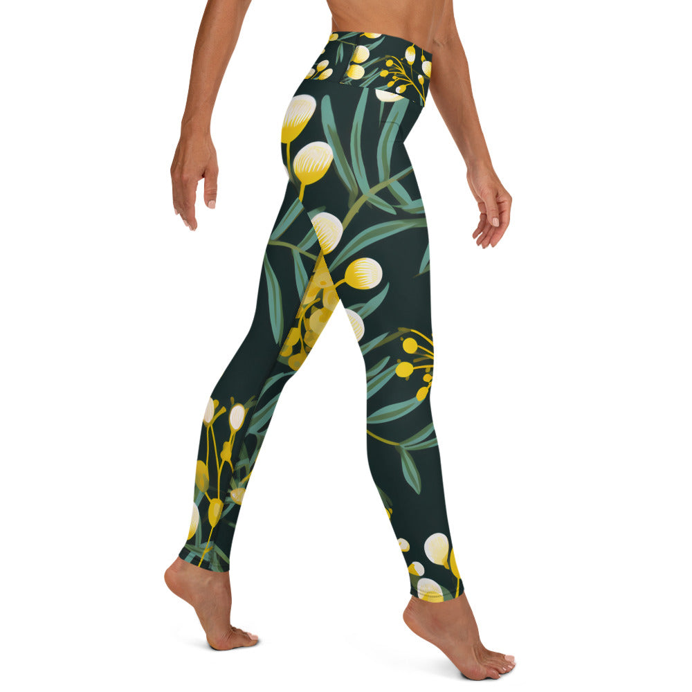 Women's Yoga Leggings Green and Gold - Stylish and Comfortable for Every Pose