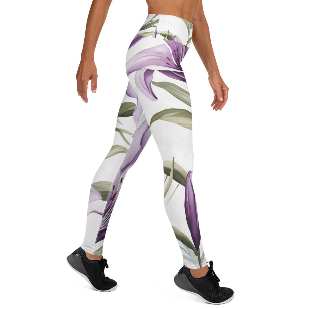 Women's Yoga Leggings Vanilla Lily Print | Comfortable, Stylish Activewear