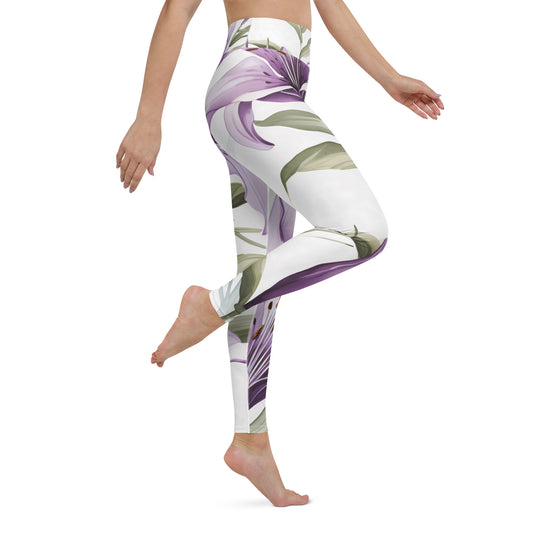 Women's Yoga Leggings Vanilla Lily Print | Comfortable, Stylish Activewear