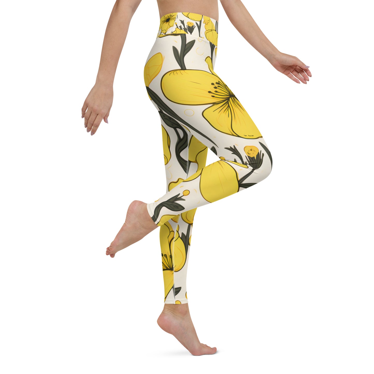 Women's Yoga Leggings Yellow Bells Print | Vibrant, Comfortable Activewear