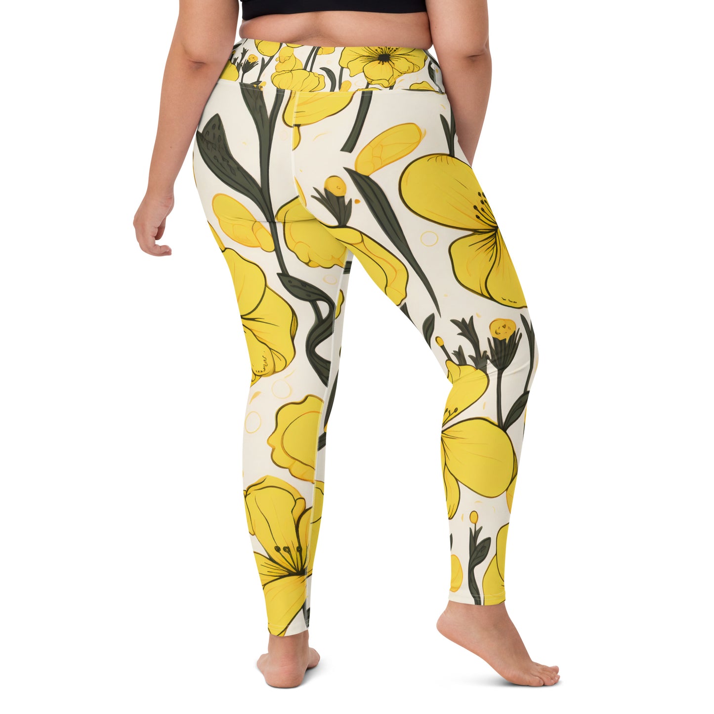 Women's Yoga Leggings Yellow Bells Print | Vibrant, Comfortable Activewear