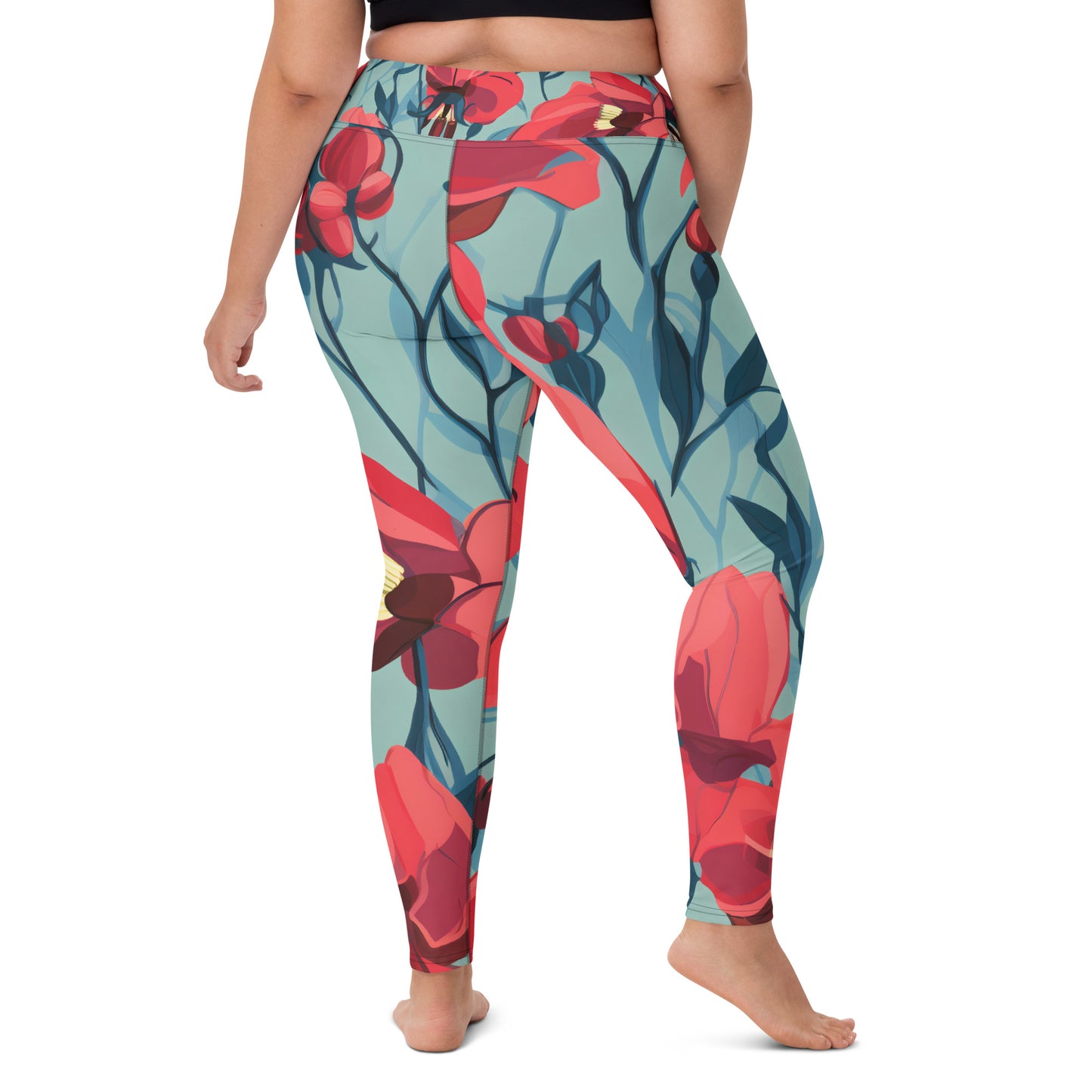 Women's Yoga Leggings Floral Sturt's Desert Pea Print | Stylish, Comfortable Activewear