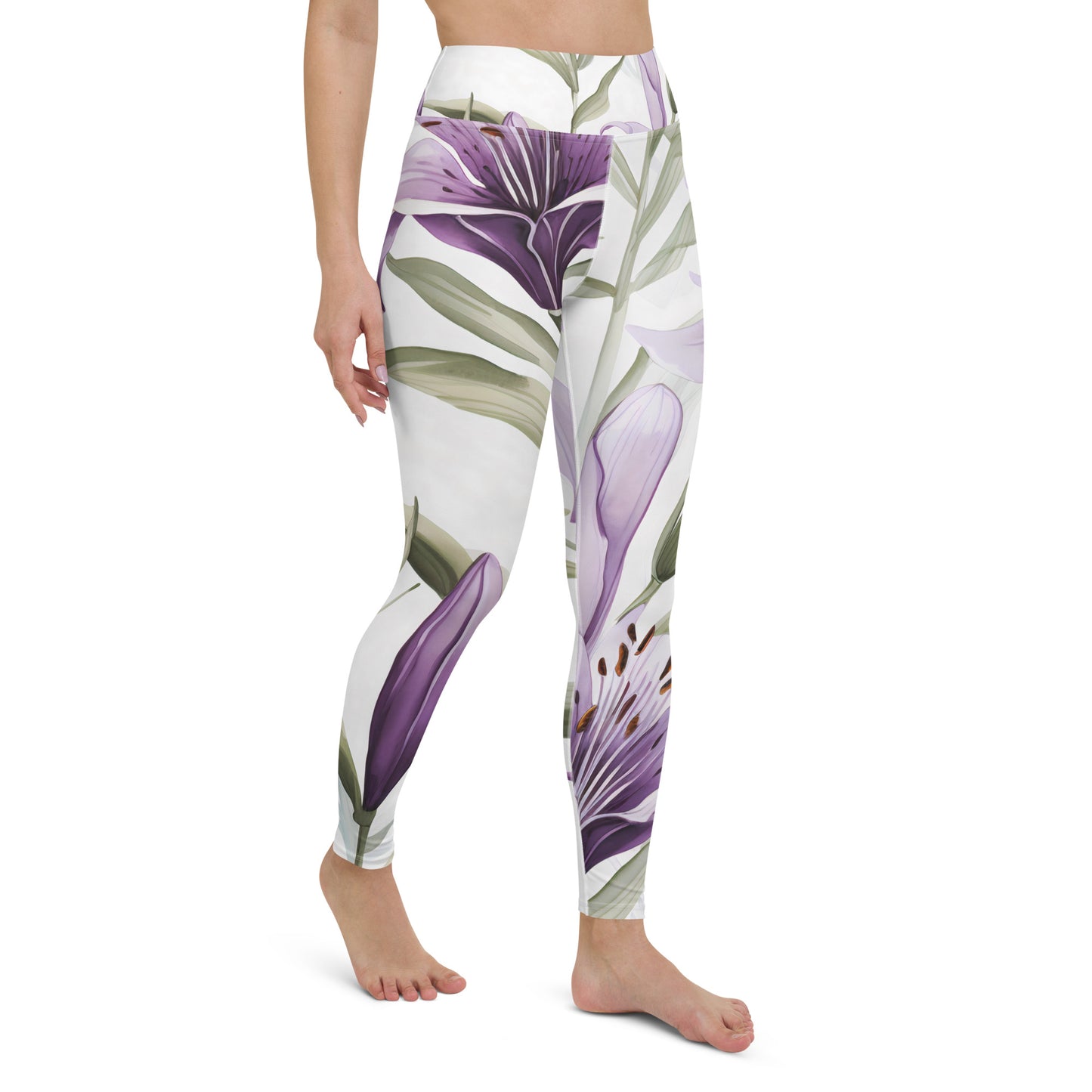 Women's Yoga Leggings Vanilla Lily Print | Comfortable, Stylish Activewear