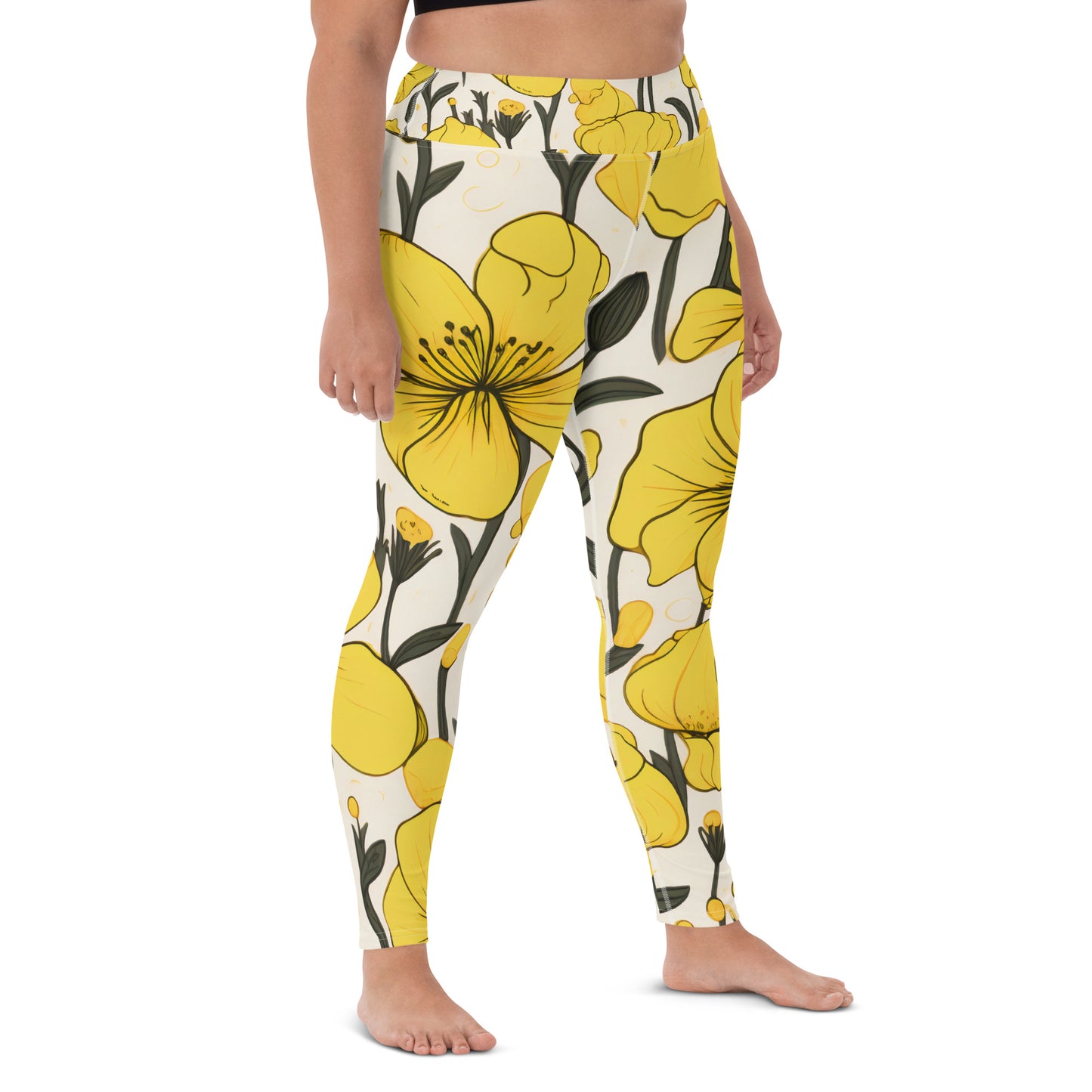 Women's Yoga Leggings Yellow Bells Print | Vibrant, Comfortable Activewear