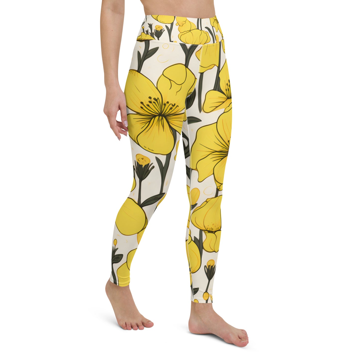 Women's Yoga Leggings Yellow Bells Print | Vibrant, Comfortable Activewear