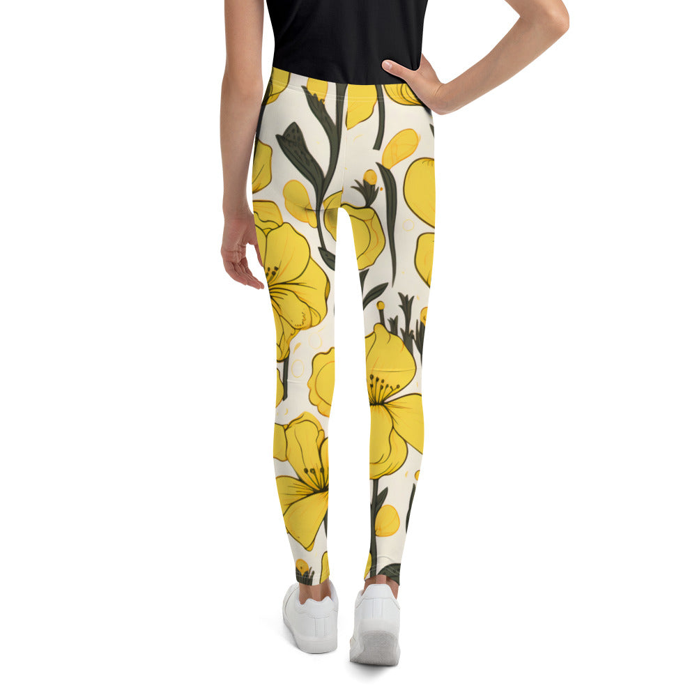 Youth Activewear Leggings Yellow Bells | For Dance, Gymnastics, Yoga, Sports