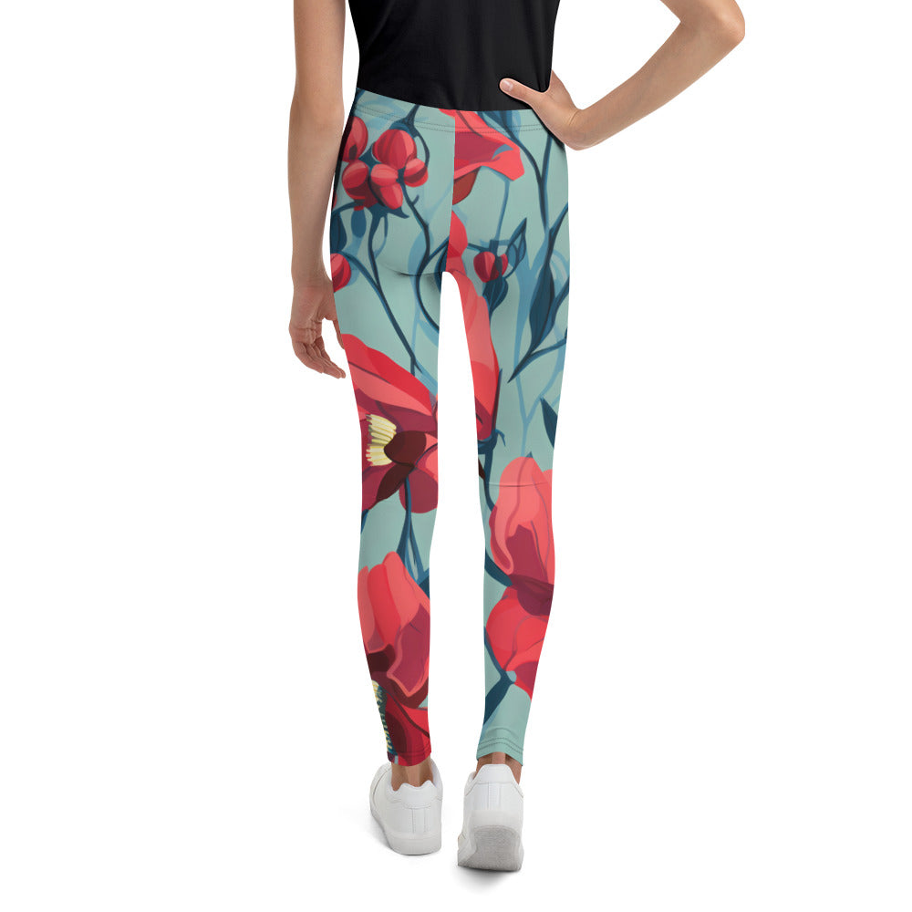 Youth Leggings | Stuart’s Desert Pea Print | Comfortable & Durable Activewear