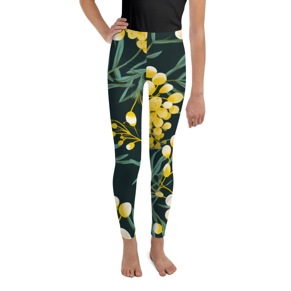 Youth Activewear Leggings Green and Gold - Stylish and Comfortable for Active Kids