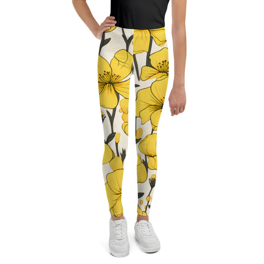 Youth Activewear Leggings Yellow Bells | For Dance, Gymnastics, Yoga, Sports