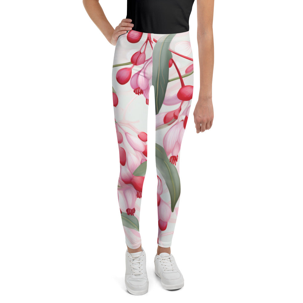 Youth Leggings Floral Lilly Pilly | For Dance, Gymnastics, Yoga, Sports