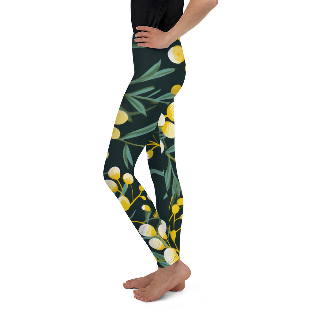 Youth Activewear Leggings Green and Gold - Stylish and Comfortable for Active Kids