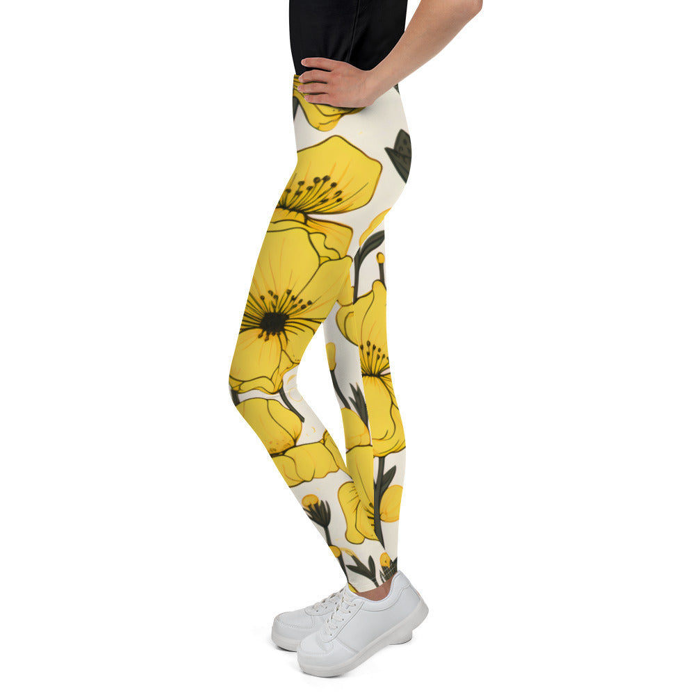 Youth Activewear Leggings Yellow Bells | For Dance, Gymnastics, Yoga, Sports