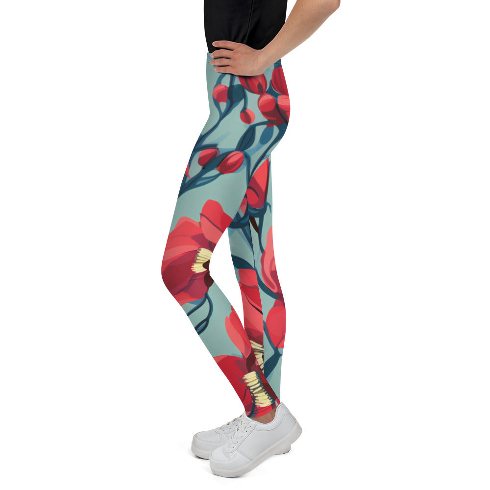 Youth Leggings | Stuart’s Desert Pea Print | Comfortable & Durable Activewear