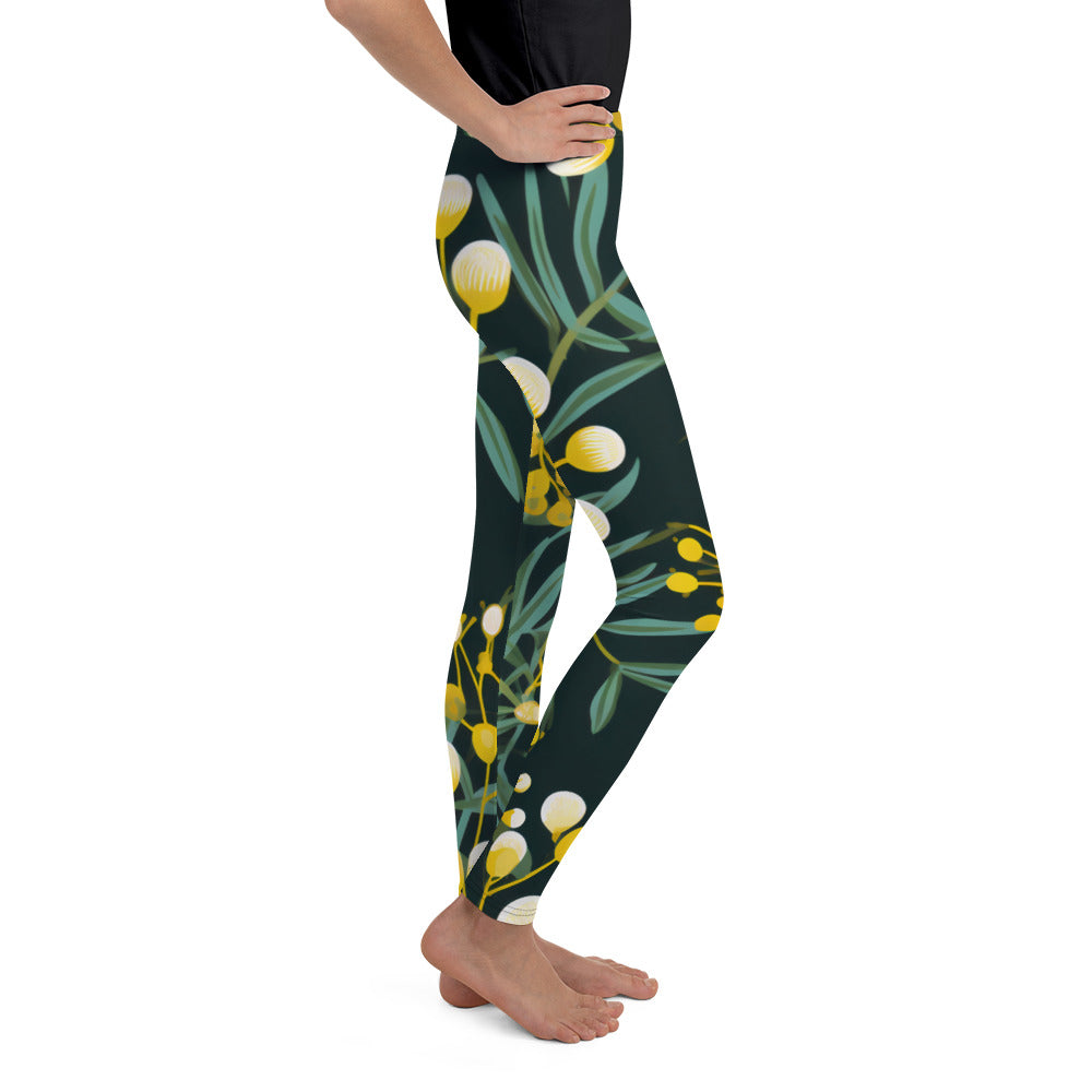 Youth Activewear Leggings Green and Gold - Stylish and Comfortable for Active Kids