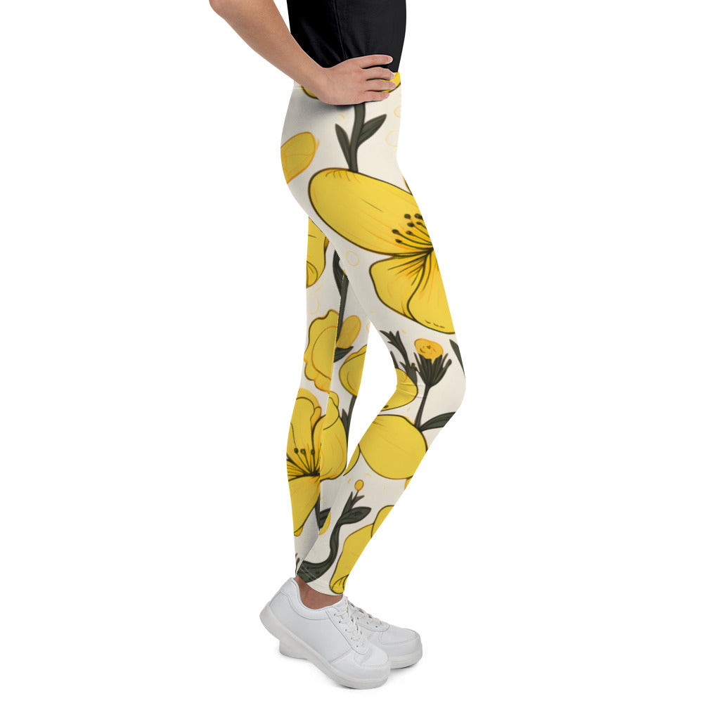 Youth Activewear Leggings Yellow Bells | For Dance, Gymnastics, Yoga, Sports