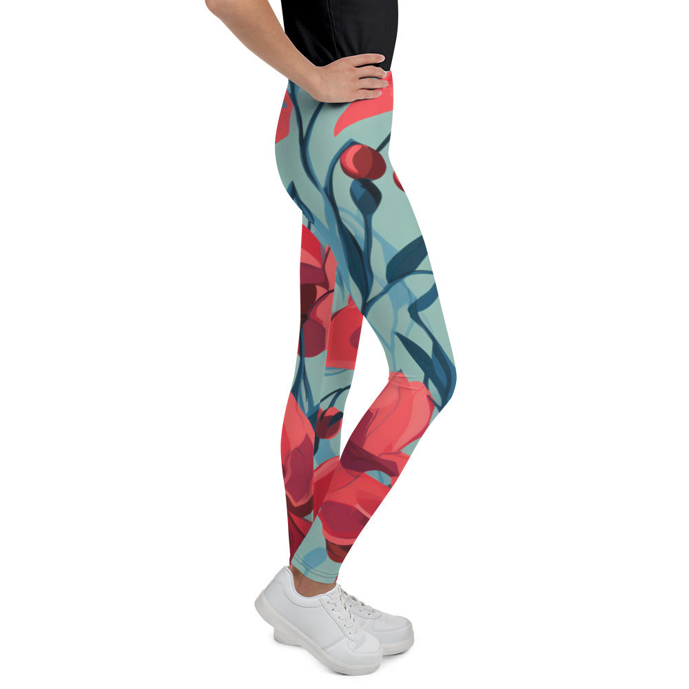 Youth Leggings | Stuart’s Desert Pea Print | Comfortable & Durable Activewear