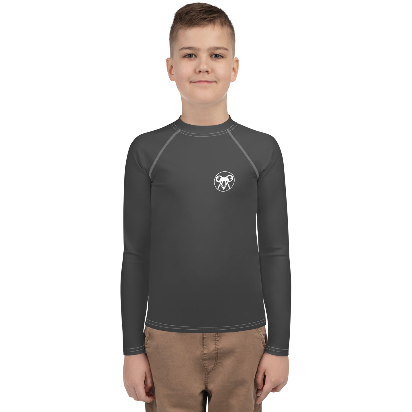 K is for Koala Youth Rash Guard | Minimalist UV Protective Sun Shirt for Tweens | Slate Grey