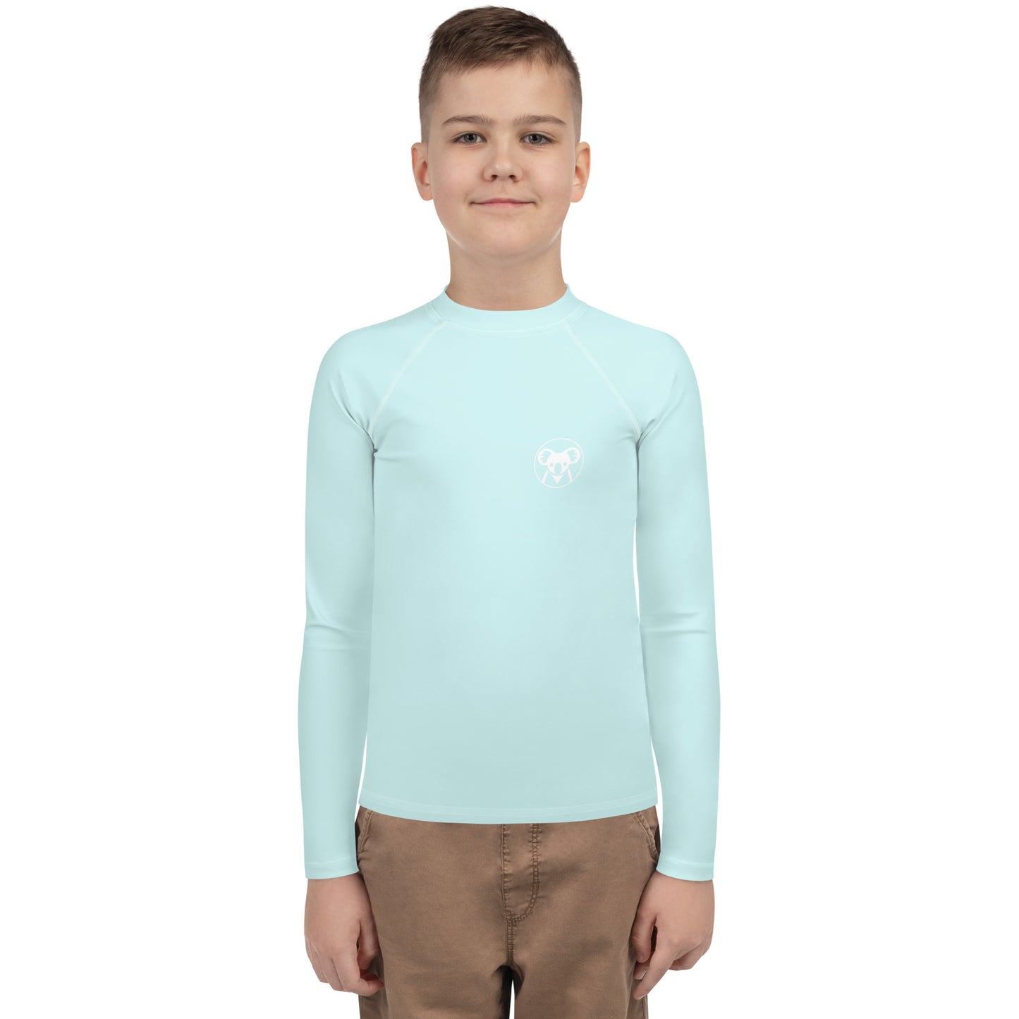 K is for Koala Youth Rash Guard | Minimalist UV Protective Sun Shirt for Tweens in Seafoam