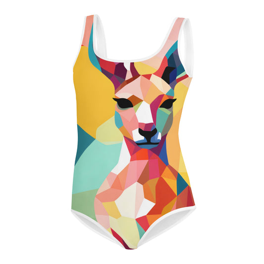 Youth Swimsuit Kangaroo Pop Art Print | Stylish and Cute Kids Swimwear