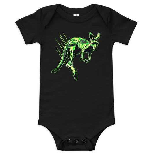 Roo Glow Baby Bodysuit | Neon Green Australian Kangaroo Baby Onesie