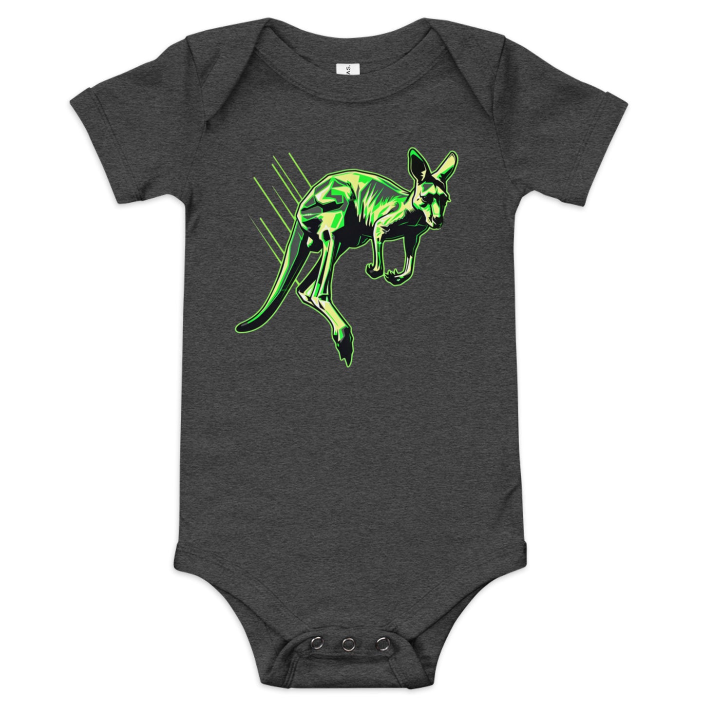 Roo Glow Baby Bodysuit | Neon Green Australian Kangaroo Baby Onesie