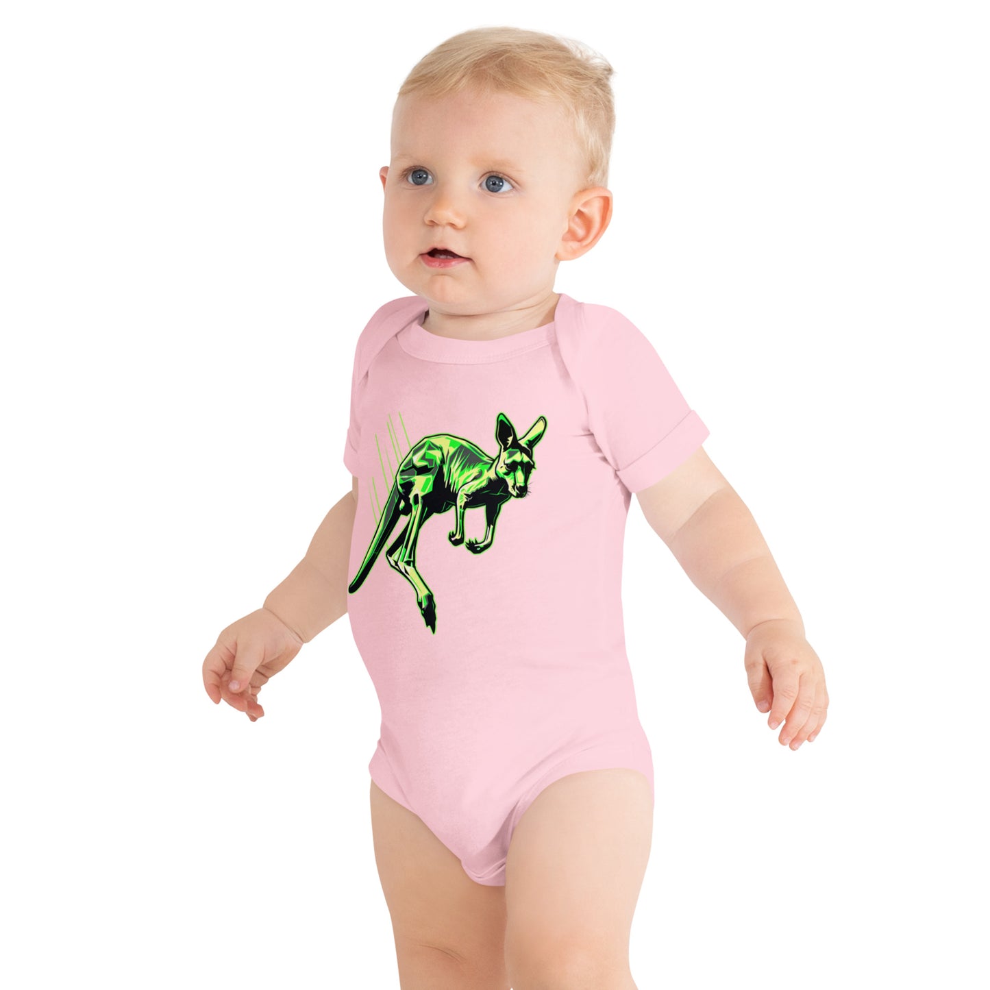 Roo Glow Baby Bodysuit | Neon Green Australian Kangaroo Baby Onesie