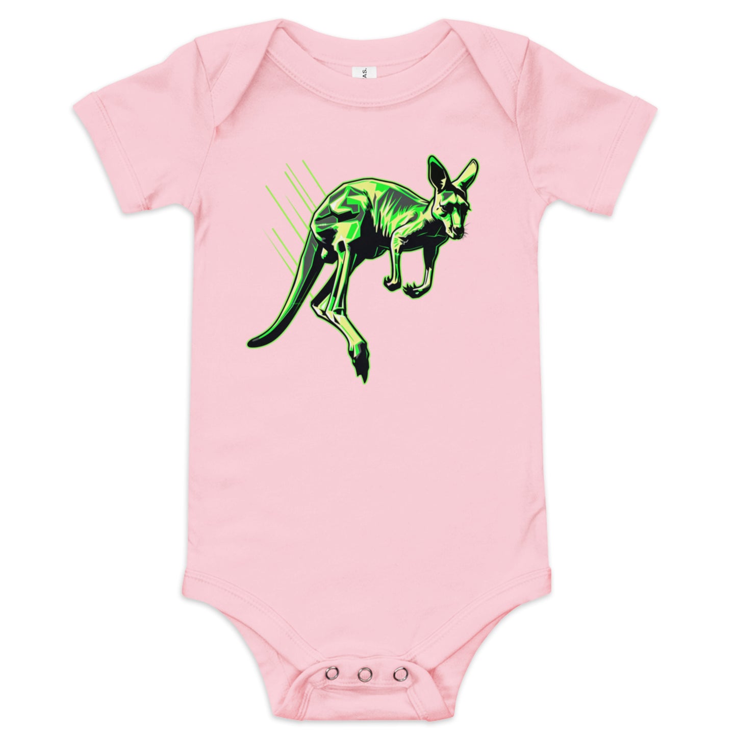 Roo Glow Baby Bodysuit | Neon Green Australian Kangaroo Baby Onesie