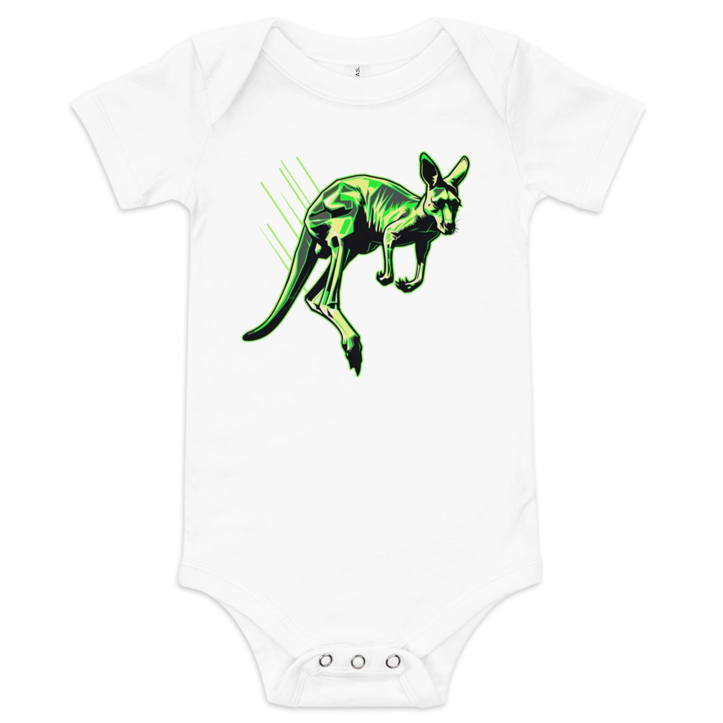 Roo Glow Baby Bodysuit | Neon Green Australian Kangaroo Baby Onesie