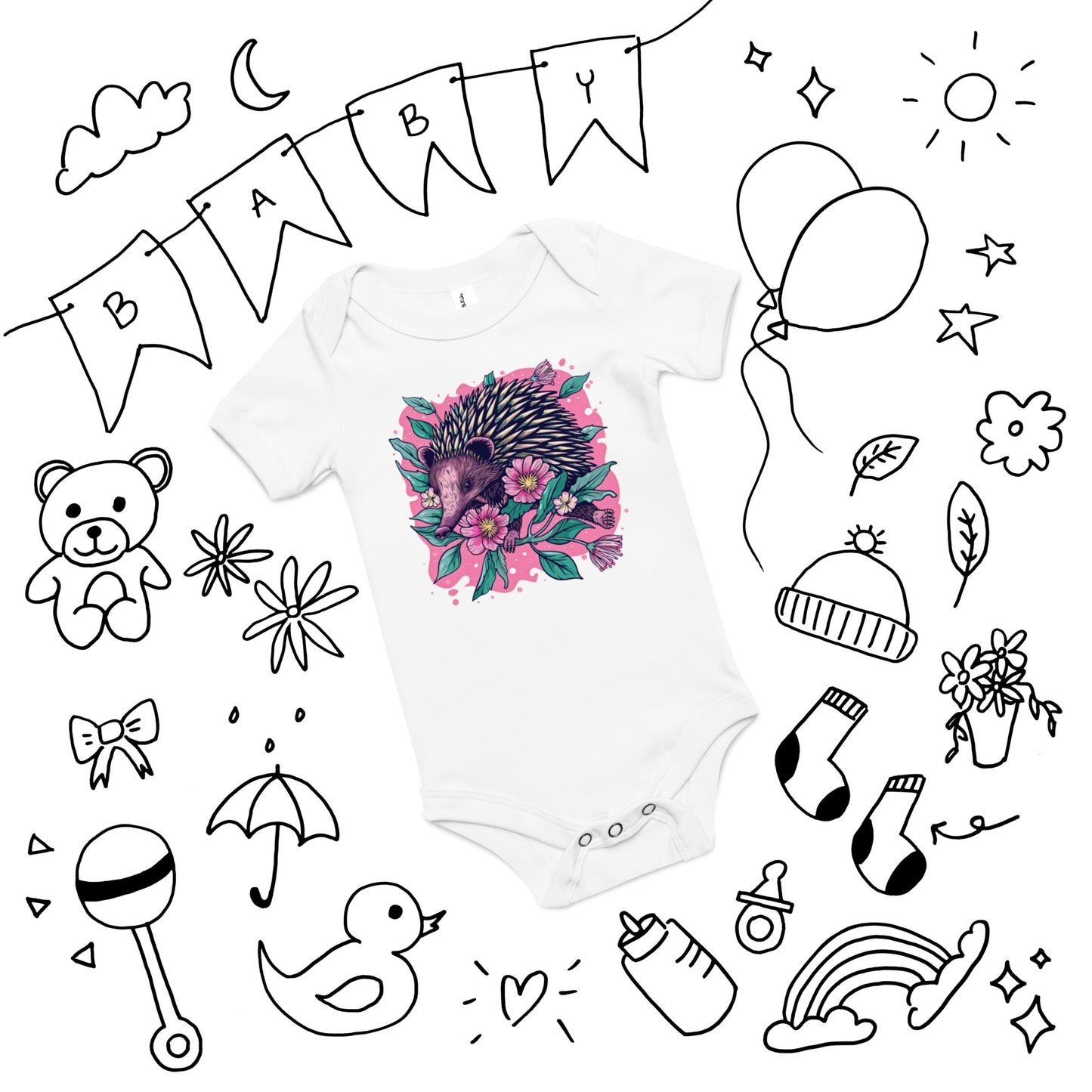 Bloomin' Spike Baby Bodysuit | Pink Echidna Onesie for Babies