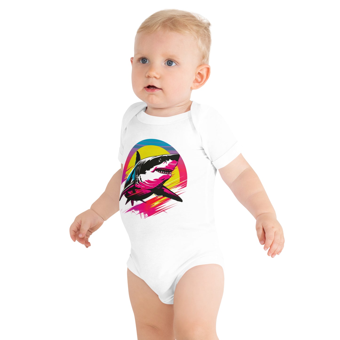 Neon Sharkwave Baby Bodysuit | Australian Shark Baby Onesie