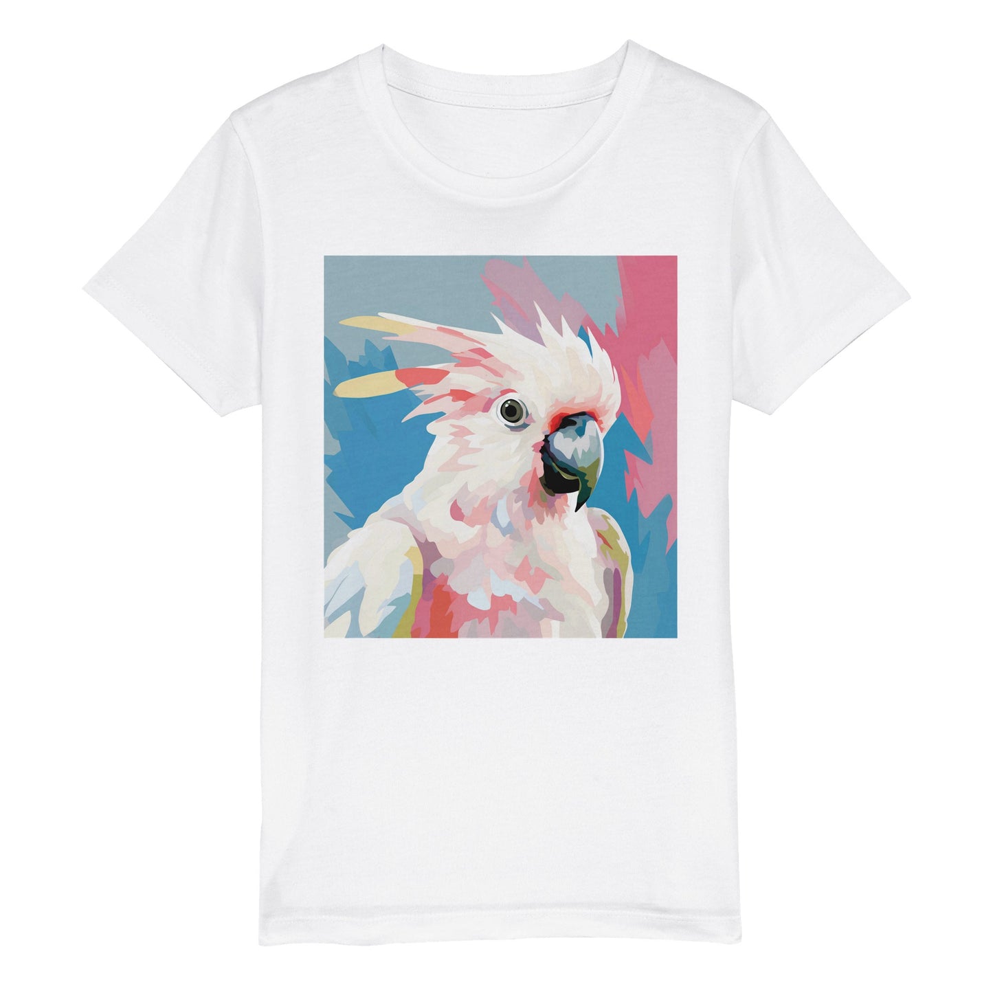 Organic Kids Crewneck T-shirt Cockatoo Pop | Cute Bird Design for Children