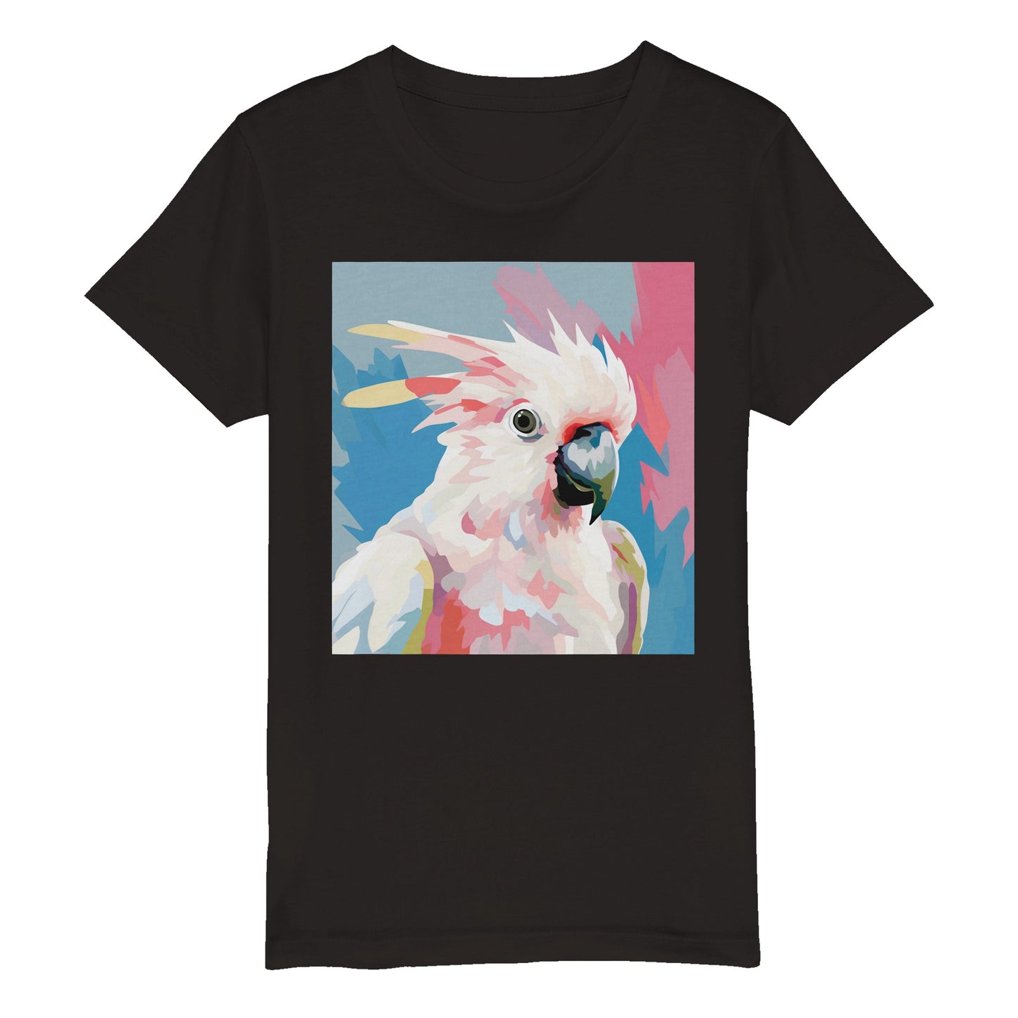 Organic Kids Crewneck T-shirt Cockatoo Pop | Cute Bird Design for Children