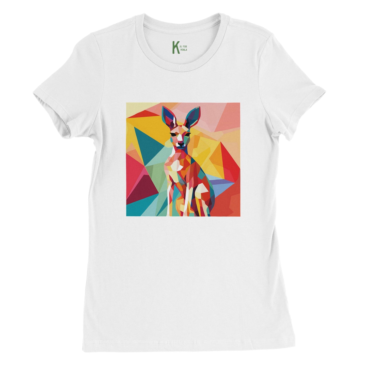 Women's Cotton Crewneck Kangaroo T-shirt | Cute Kangaroo Design